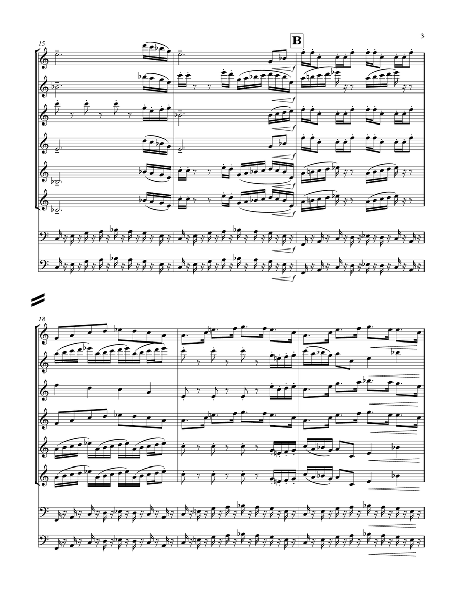 Big Top Boogie for flute,oboe,sax,trombone,string bass Brass Ensemble scores gallery preview page 3