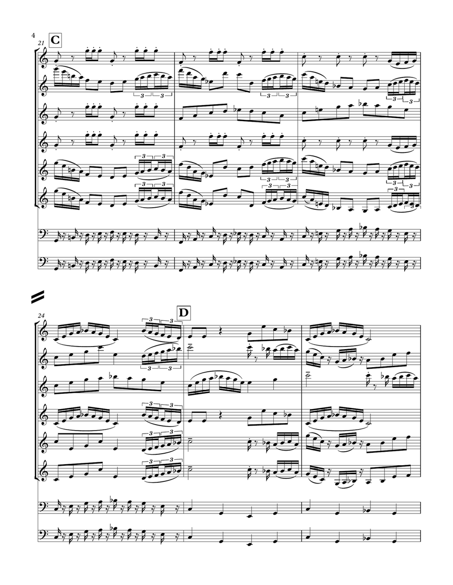 Big Top Boogie for flute,oboe,sax,trombone,string bass Brass Ensemble scores gallery preview page 4