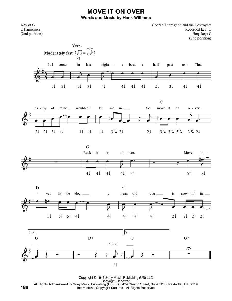 Move It On Over (from King Of The Hill) Harmonica scores gallery preview page 1