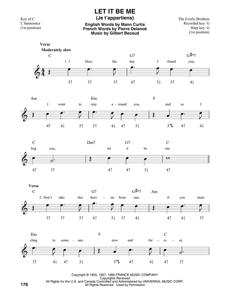 Let It Be Me (Je T'appartiens) Harmonica scores gallery preview page 1