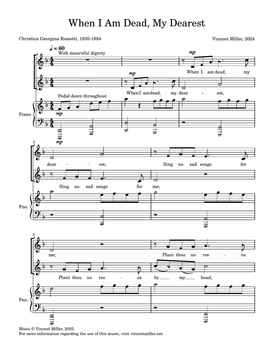When I Am Dead, My Dearest Medium Voice scores gallery preview page 1