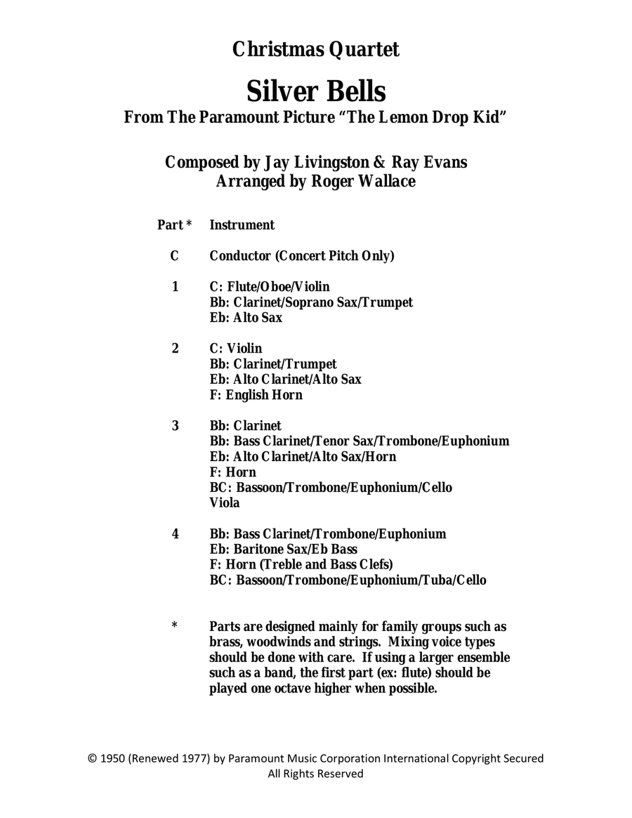 Silver Bells Brass Quartet scores gallery preview page 1