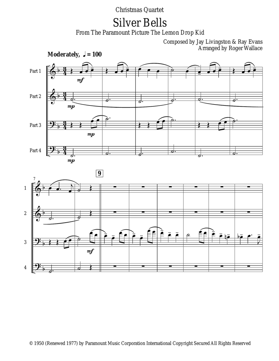 Silver Bells Saxophone Quartet scores gallery preview page 2
