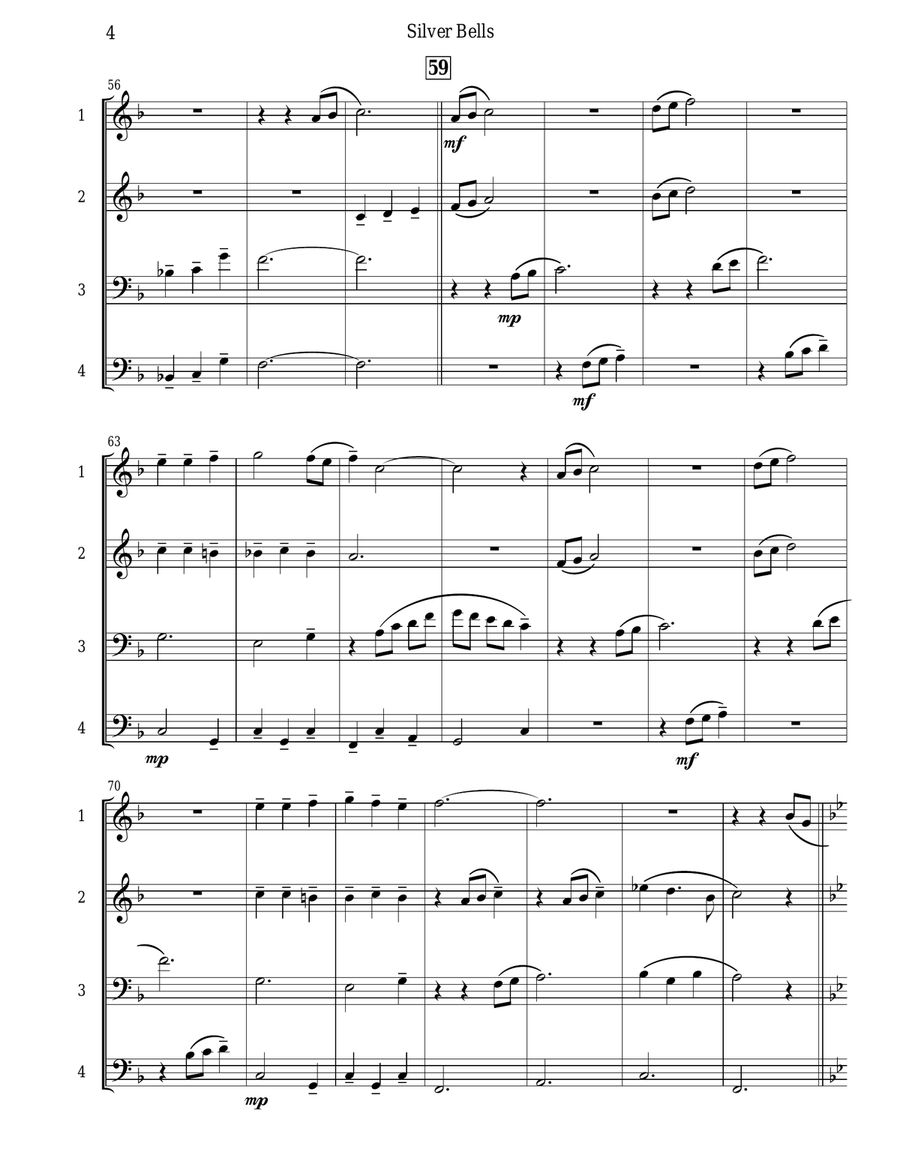 Silver Bells String Quartet scores gallery preview page 5