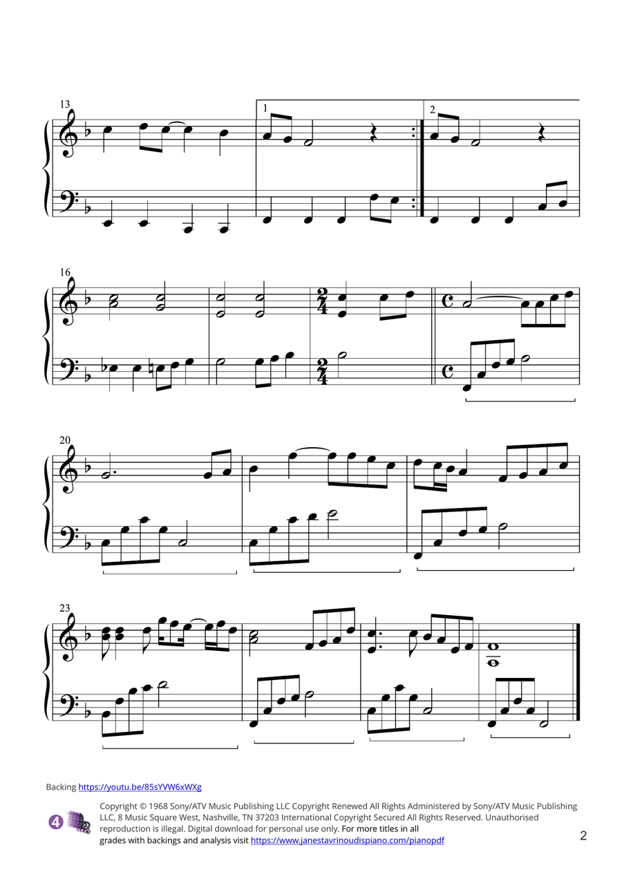 Hey Jude Piano Solo scores gallery preview page 2