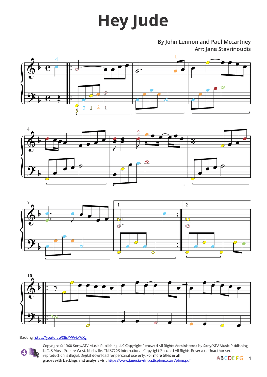Hey Jude Piano Solo scores gallery preview page 3