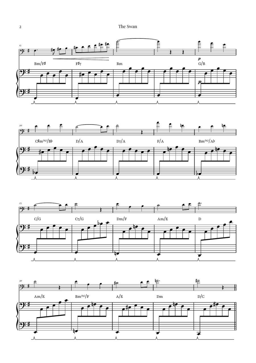 The Swan (Saint-Saëns) - Classical Sheet Music Piano scores gallery preview page 2