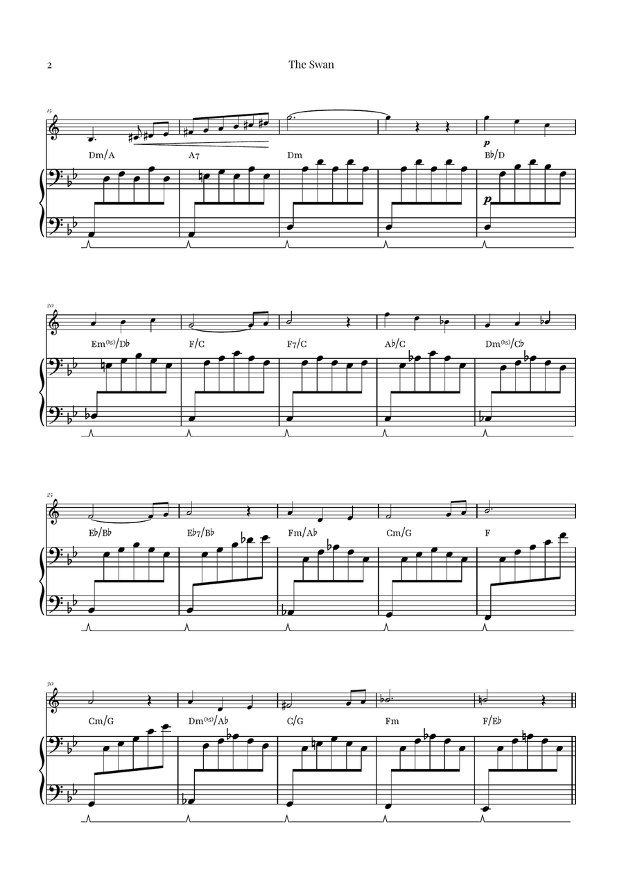 The Swan (Saint-Saëns) - Classical Sheet Music B-Flat Trumpet scores gallery preview page 2