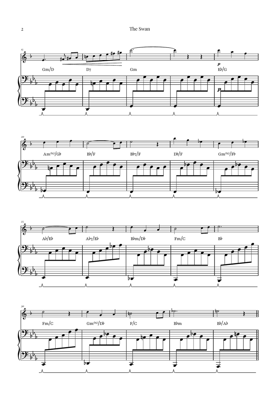 The Swan (Saint-Saëns) - Classical Sheet Music Soprano Saxophone scores gallery preview page 2