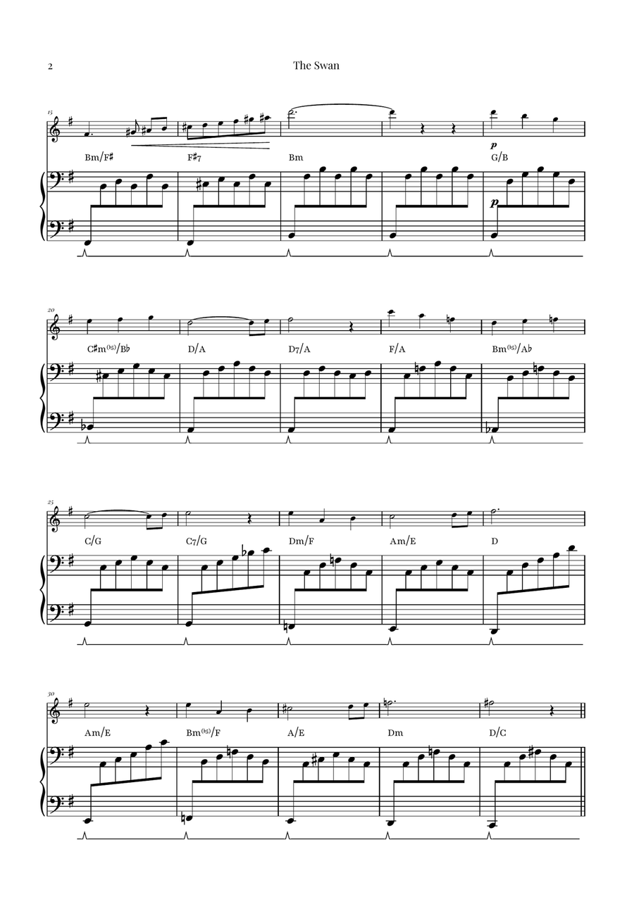 The Swan (Saint-Saëns) - Classical Sheet Music Violin Solo scores gallery preview page 2