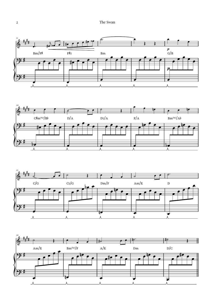 The Swan (Saint-Saëns) - Classical Sheet Music Baritone Saxophone scores gallery preview page 2
