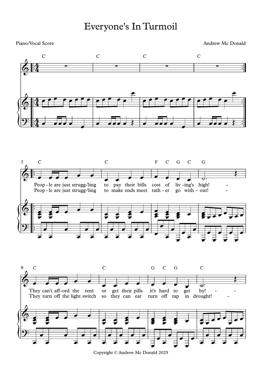 Everyone's In Turmoil Everyone's In Turmoil Piano, Vocal scores gallery preview page 2