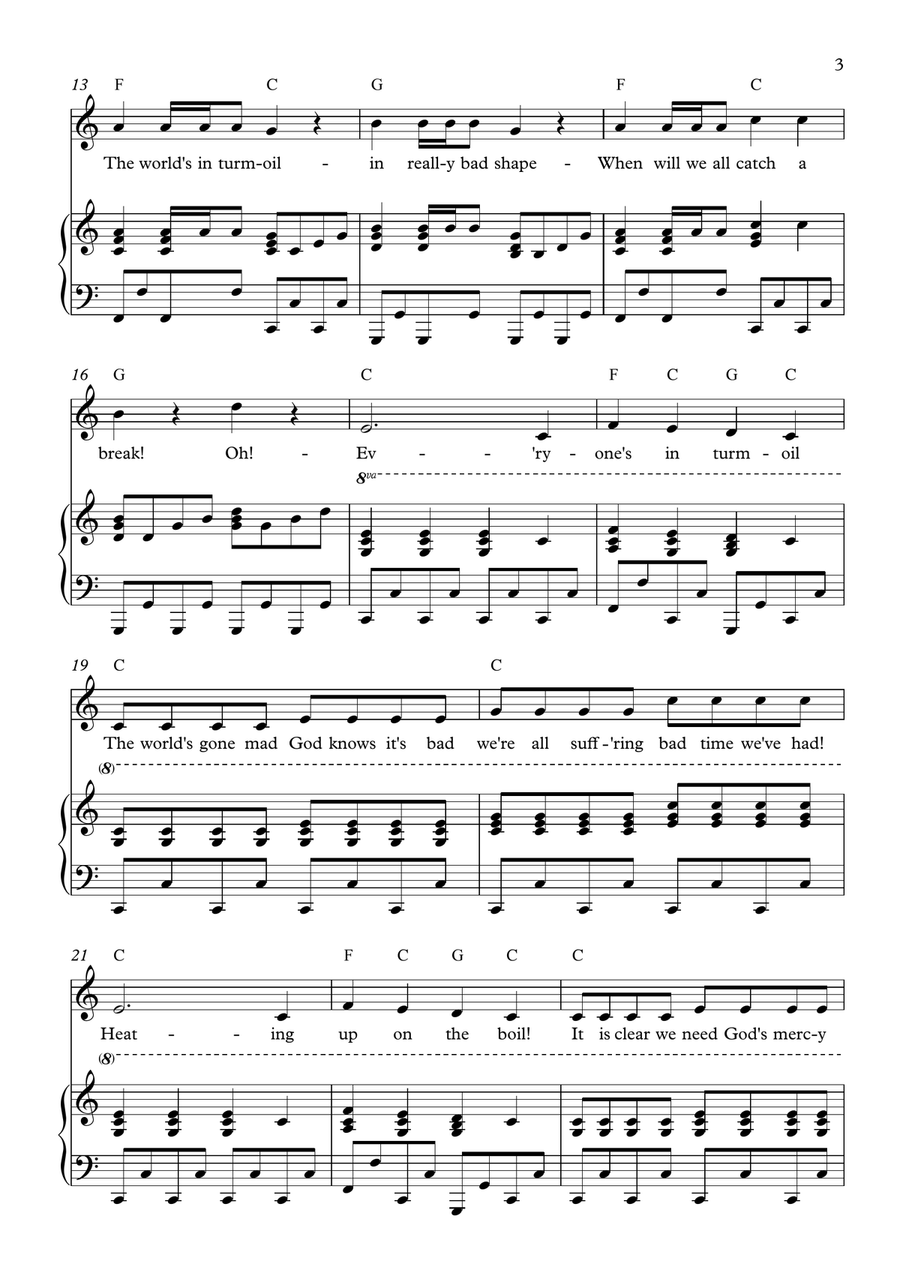 Everyone's In Turmoil Everyone's In Turmoil Piano, Vocal scores gallery preview page 3