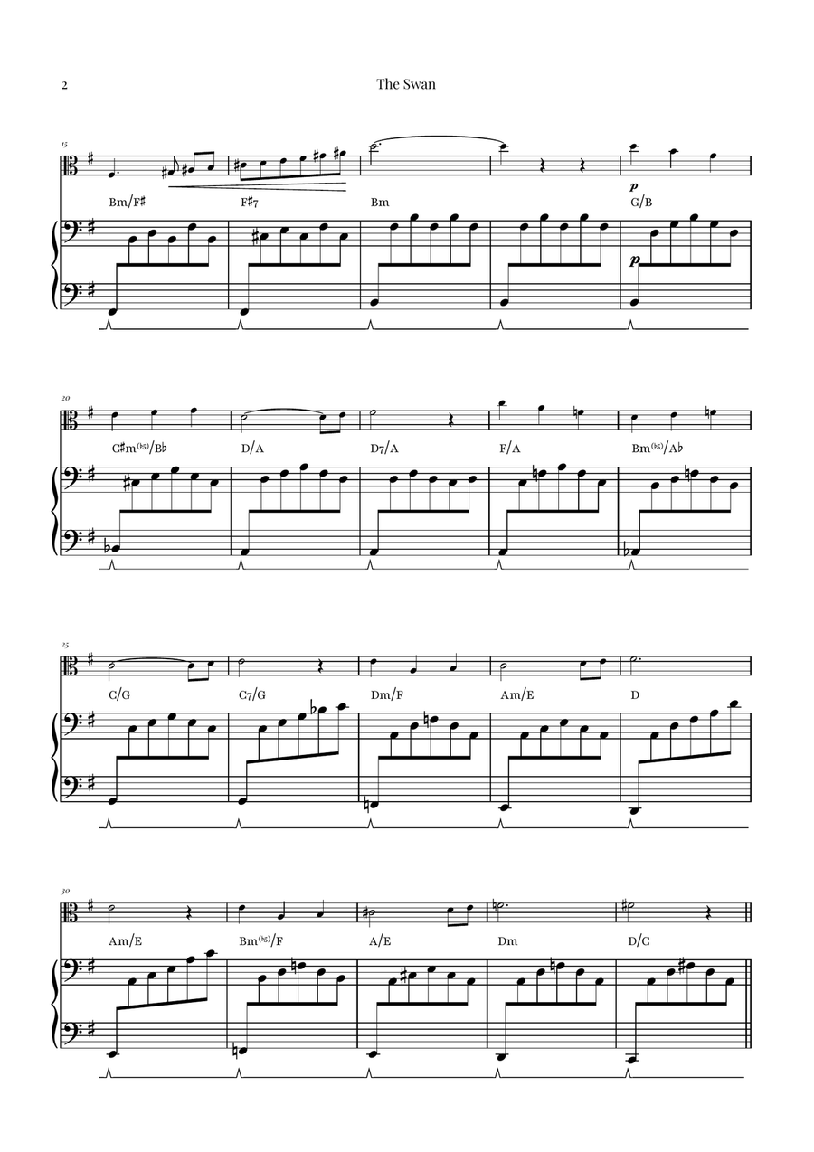 The Swan (Saint-Saëns) - Classical Sheet Music Viola scores gallery preview page 2
