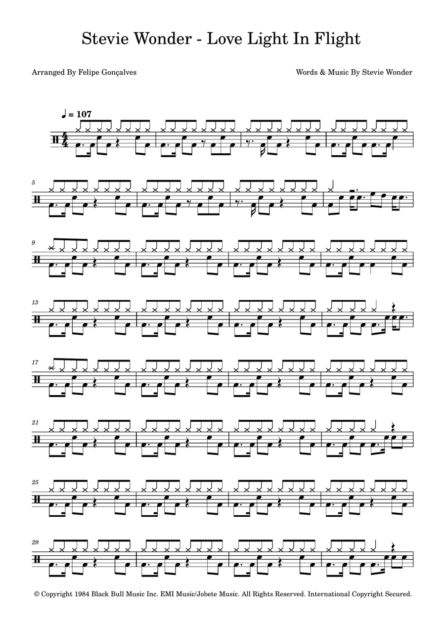 Love Light In Flight Love Light In Flight Drum Set scores gallery preview page 1