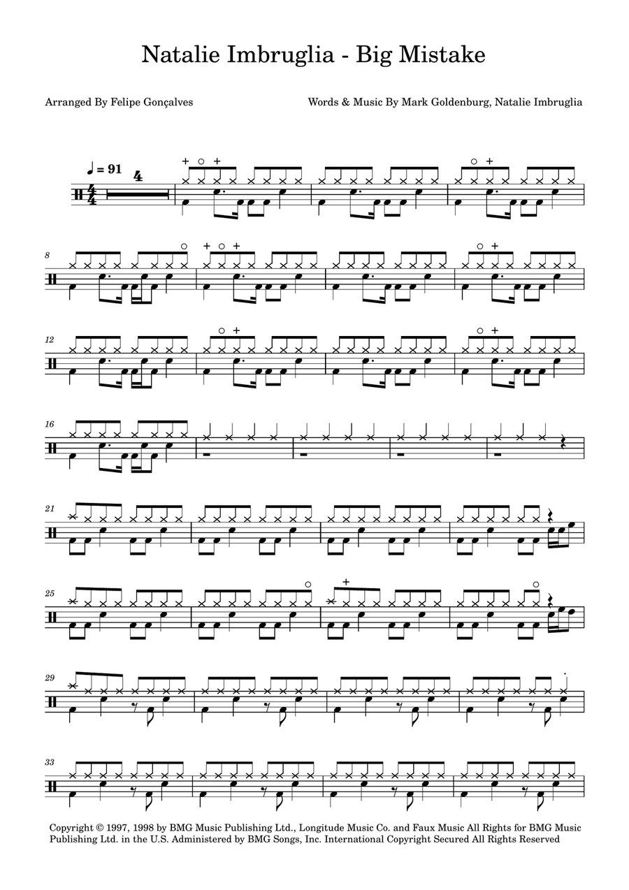 Big Mistake Big Mistake Drum Set scores gallery preview page 1