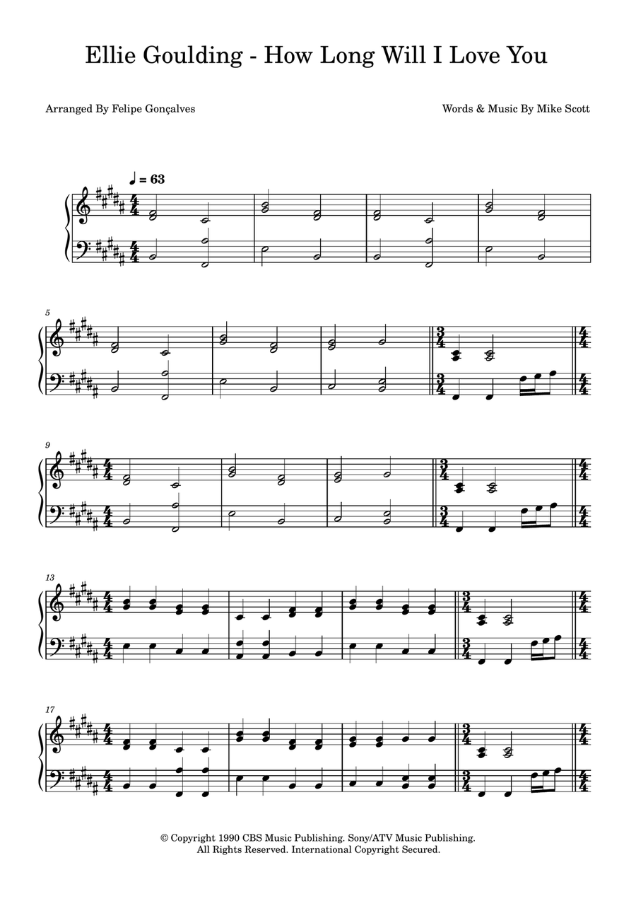 How Long Will I Love You How Long Will I Love You Easy Piano scores gallery preview page 1