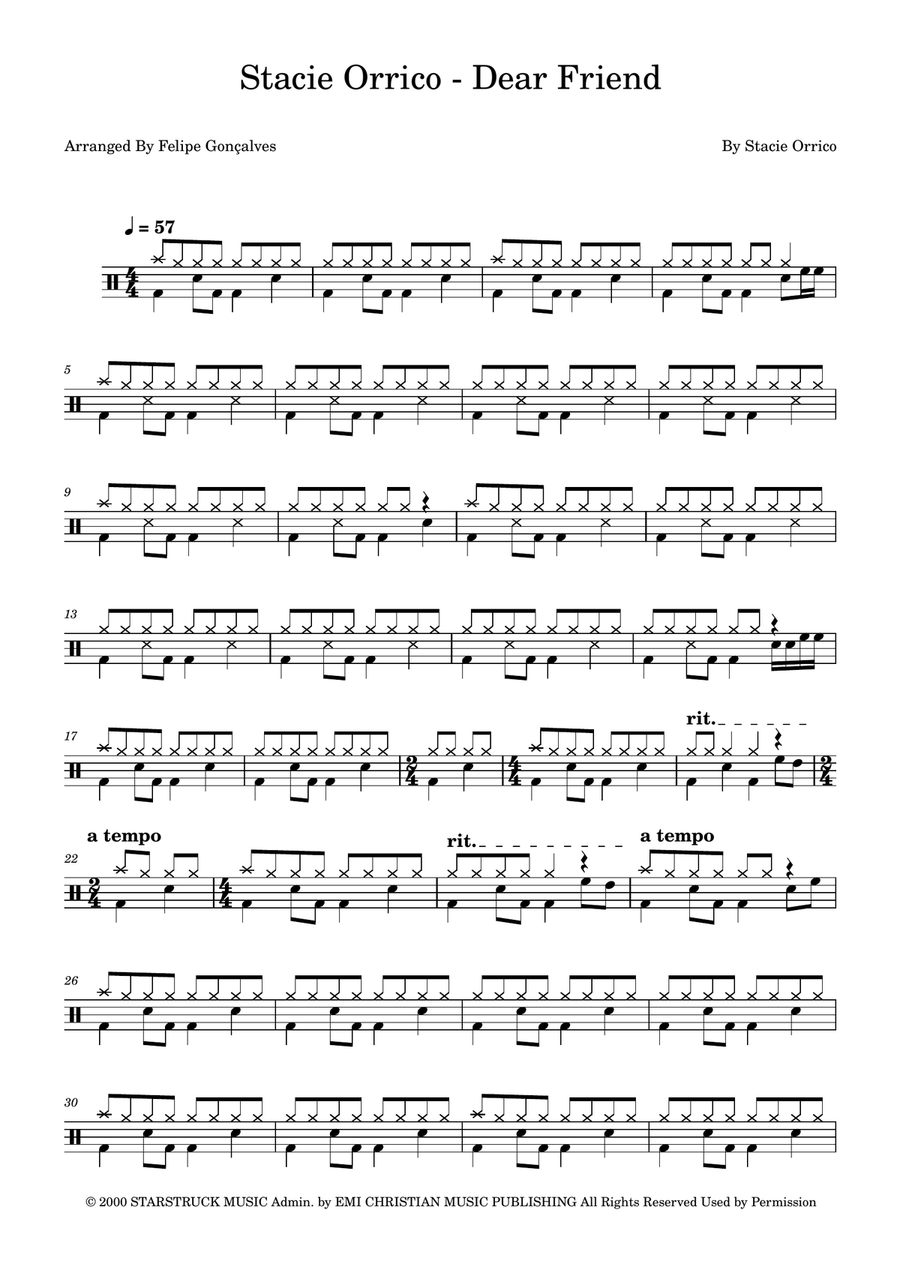 Dear Friend Dear Friend Drum Set scores gallery preview page 1