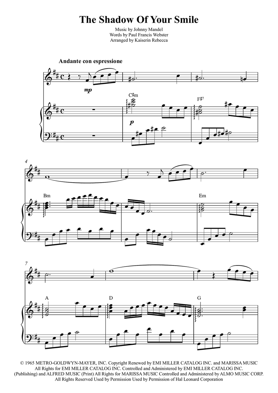 The Shadow Of Your Smile Flute Solo scores gallery preview page 1