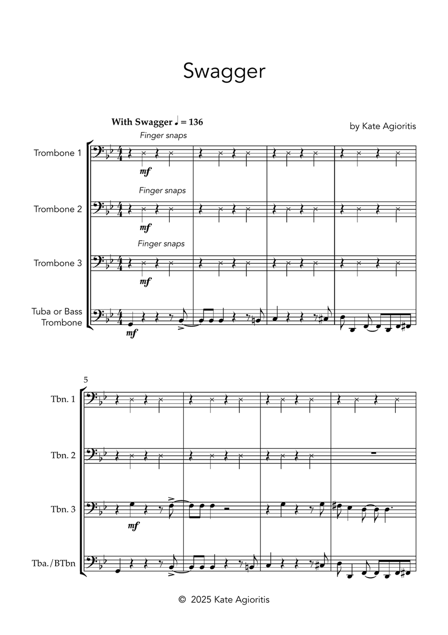 Swagger - for Trombone Quartet Brass Quartet scores gallery preview page 3
