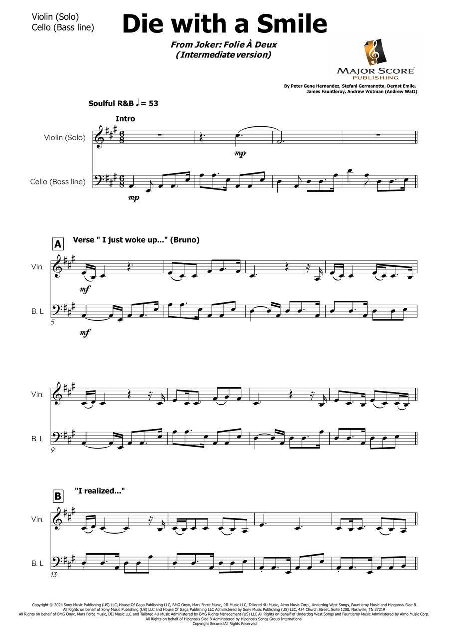 Die With A Smile String Duet scores gallery preview page 2