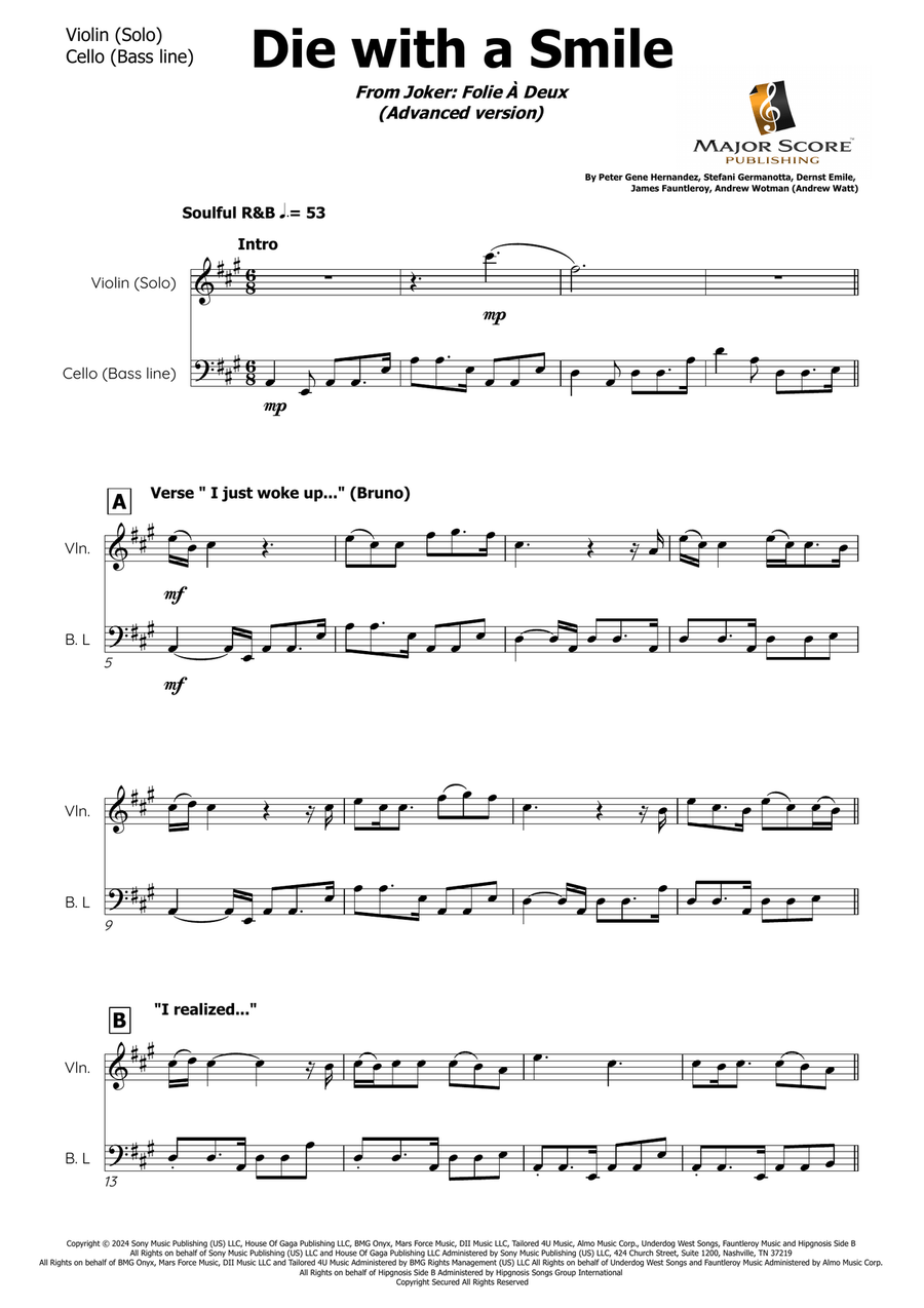 Die With A Smile String Duet scores gallery preview page 2