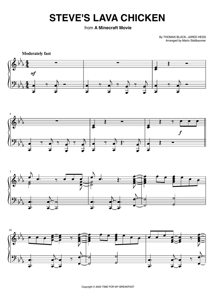 Steve S Lava Chicken Steve S Lava Chicken Piano Solo scores gallery preview page 1