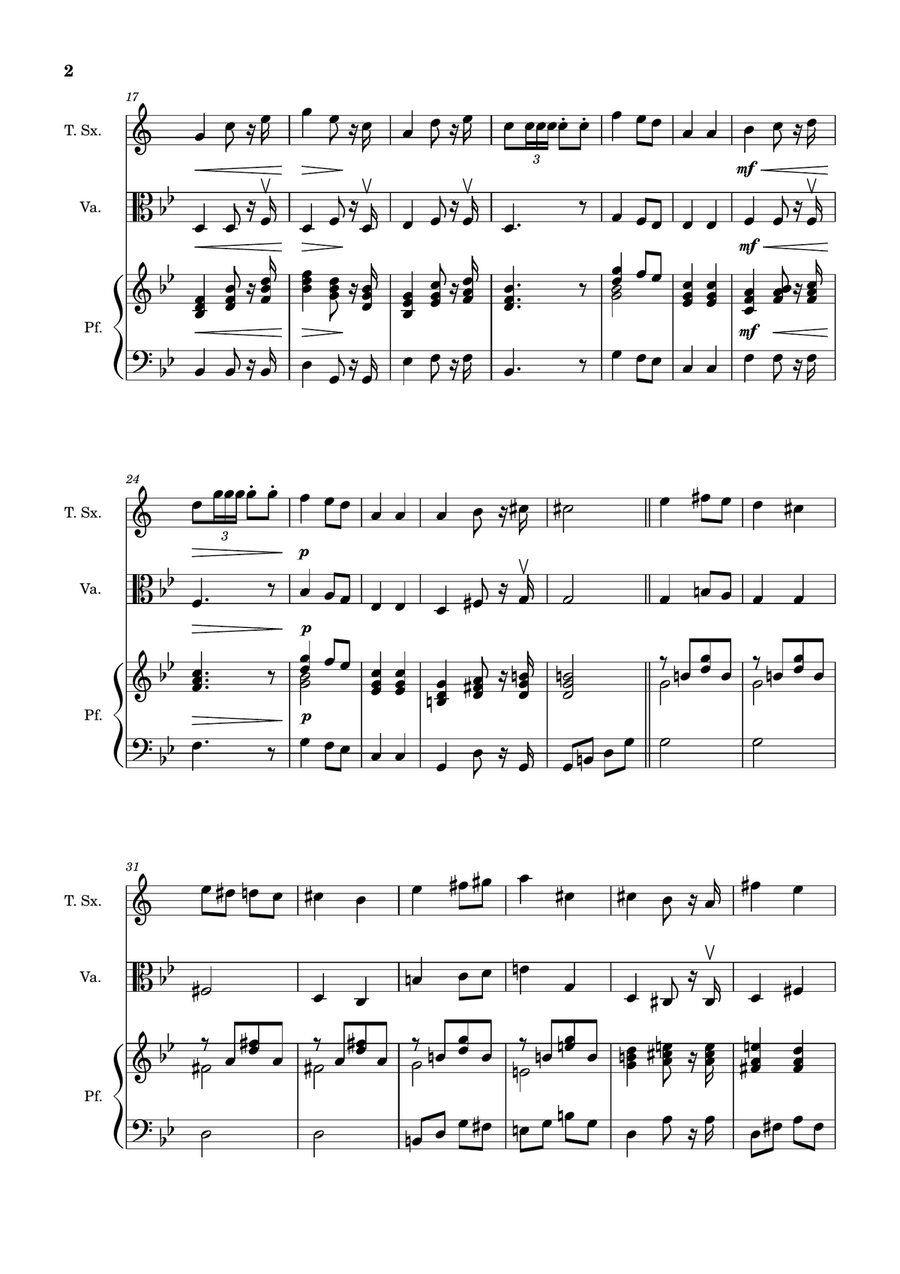Bridal Chorus. R. Wagner - T. Sax., Viola and Piano. Score and Parts. Chamber Music scores gallery preview page 2