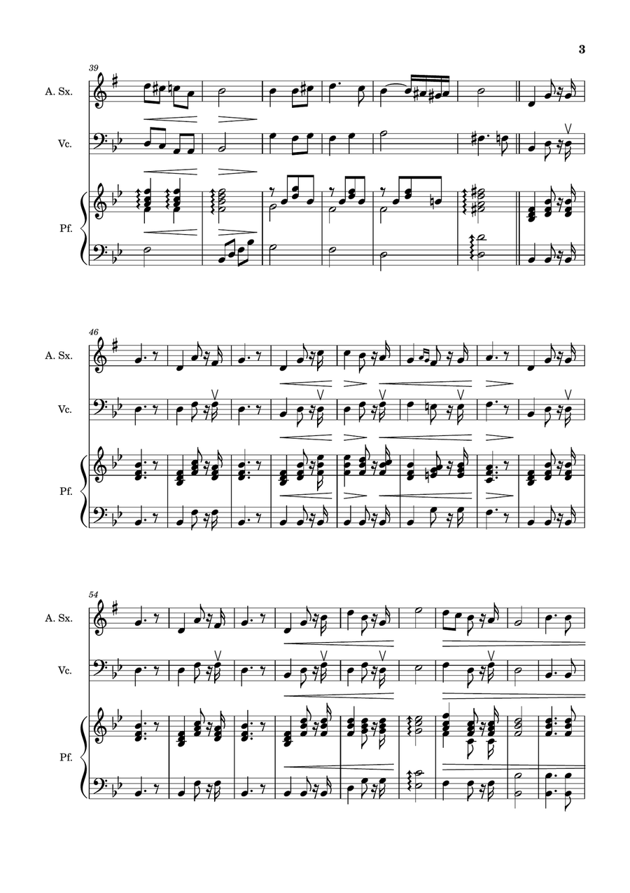 Bridal Chorus. R. Wagner - A. Sax., Cello and Piano. Score and Parts. Chamber Music scores gallery preview page 3