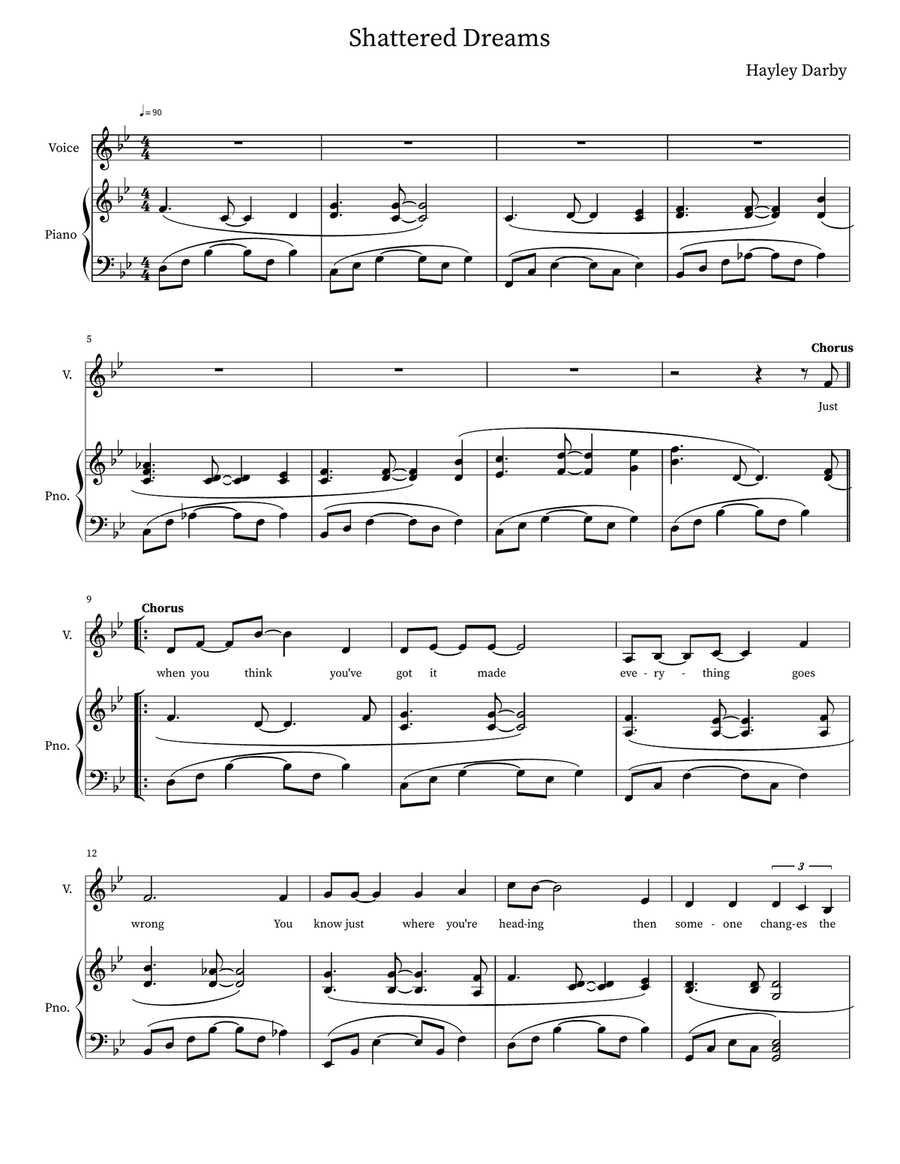 Shattered Dreams Shattered Dreams Piano, Vocal scores gallery preview page 1