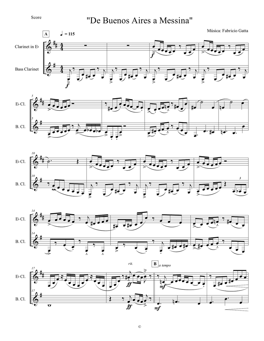 De Buenos Aires a Messina Clarinet Duet scores gallery preview page 1