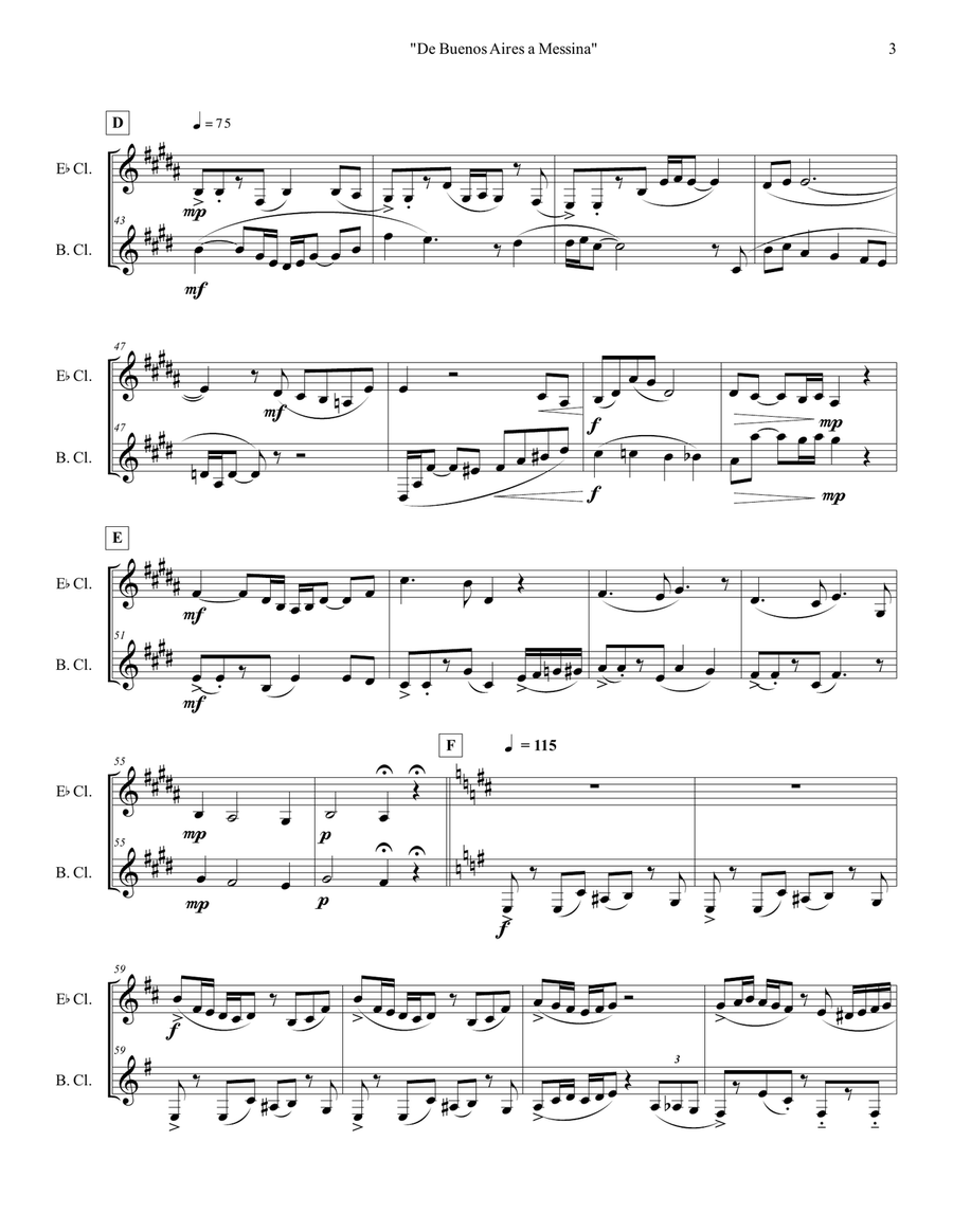 De Buenos Aires a Messina Clarinet Duet scores gallery preview page 3