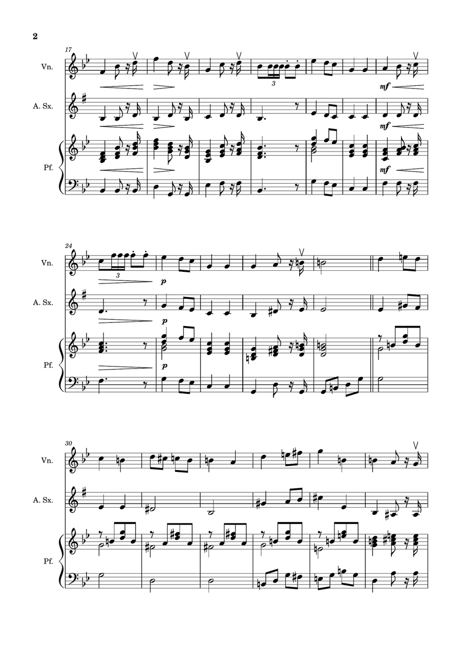 Bridal Chorus. R. Wagner - Violin, A. Sax. and Piano. Score and Parts. Chamber Music scores gallery preview page 2