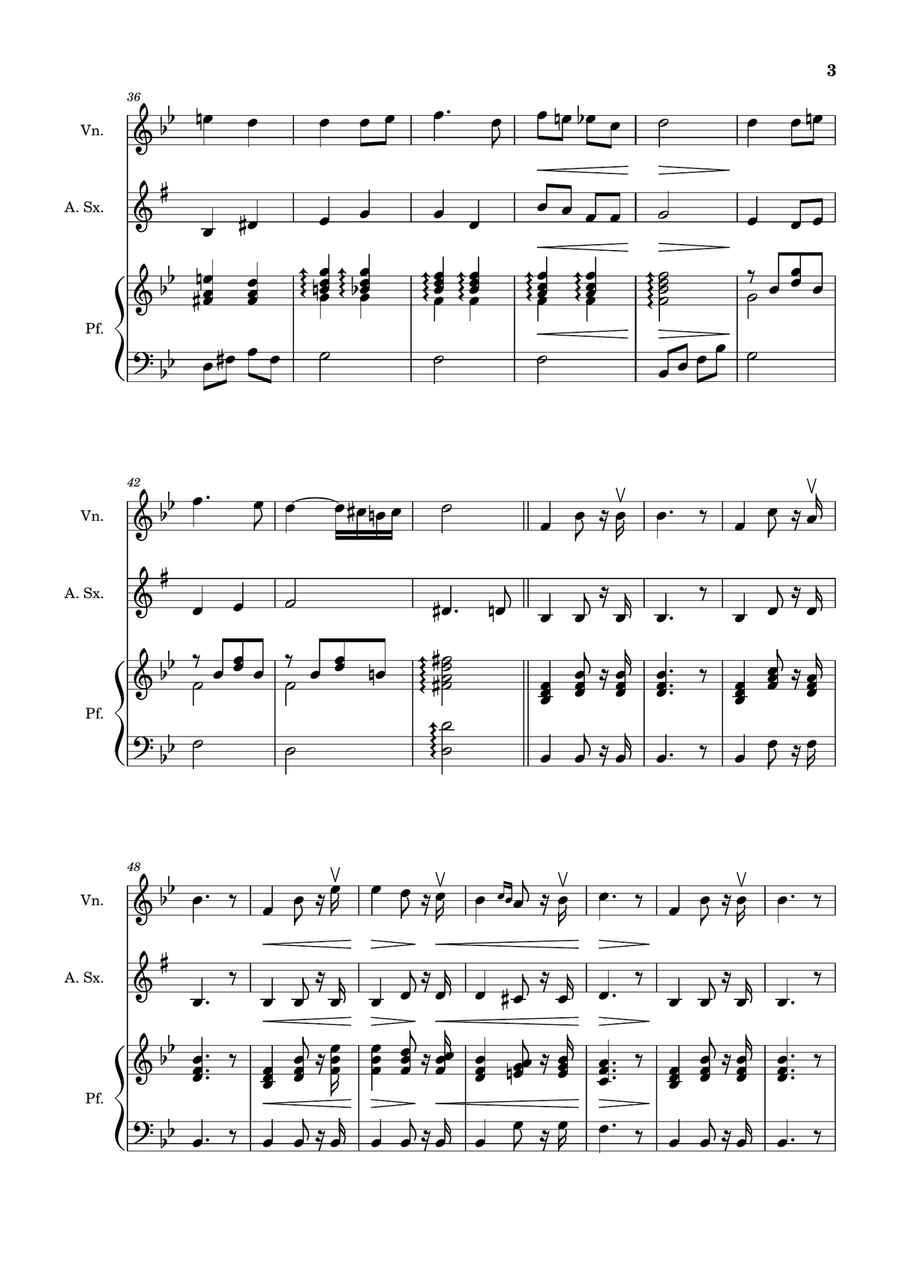 Bridal Chorus. R. Wagner - Violin, A. Sax. and Piano. Score and Parts. Chamber Music scores gallery preview page 3