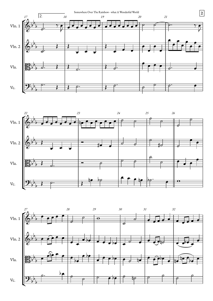 Somewhere Over The Rainbow/what A Wonderful World String Quartet scores gallery preview page 2