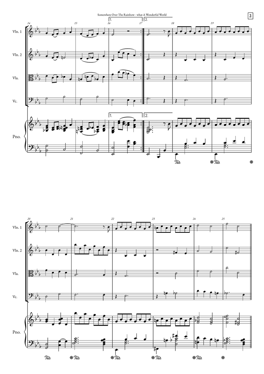 Somewhere Over The Rainbow/what A Wonderful World String Quartet scores gallery preview page 2