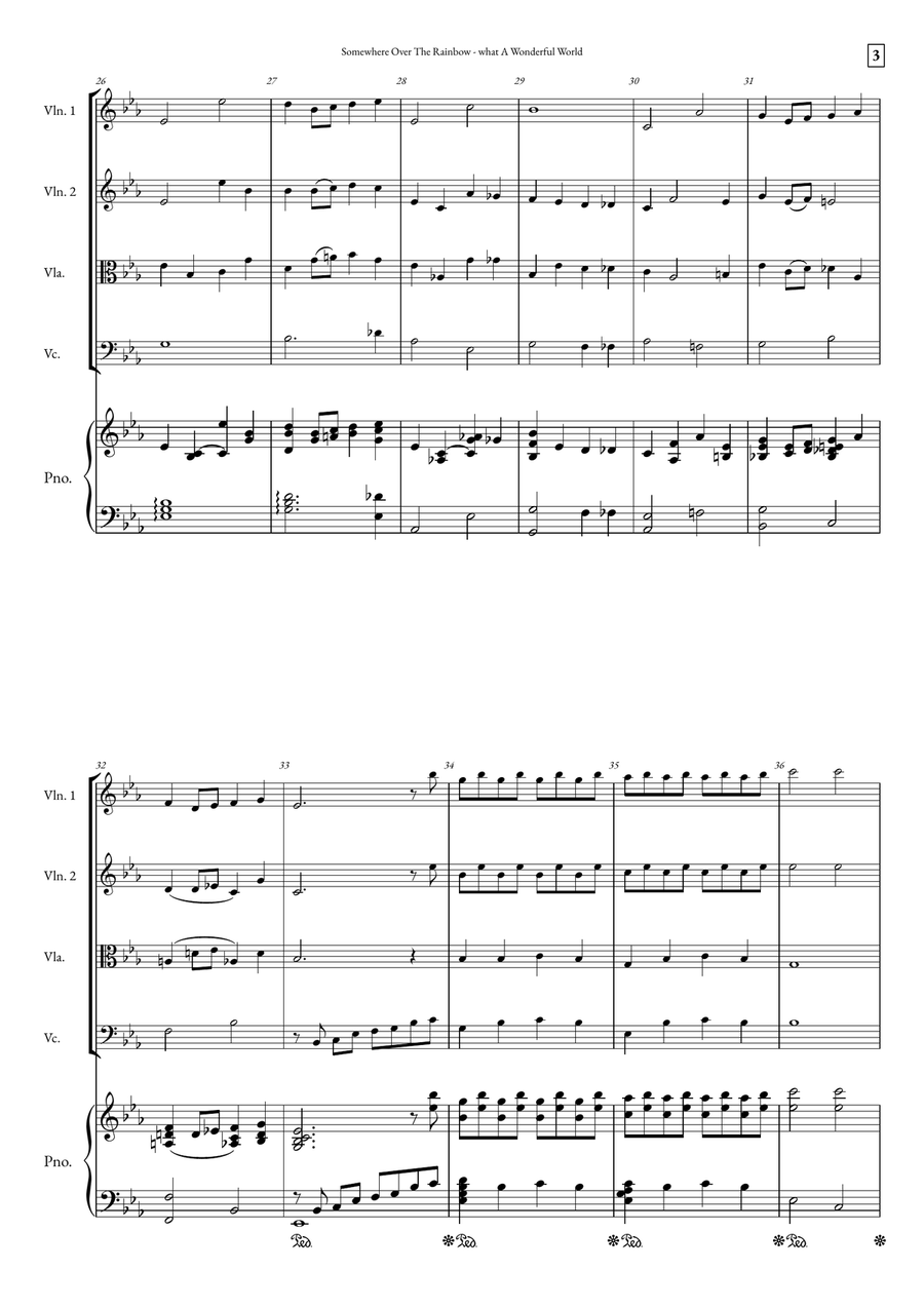 Somewhere Over The Rainbow/what A Wonderful World String Quartet scores gallery preview page 3
