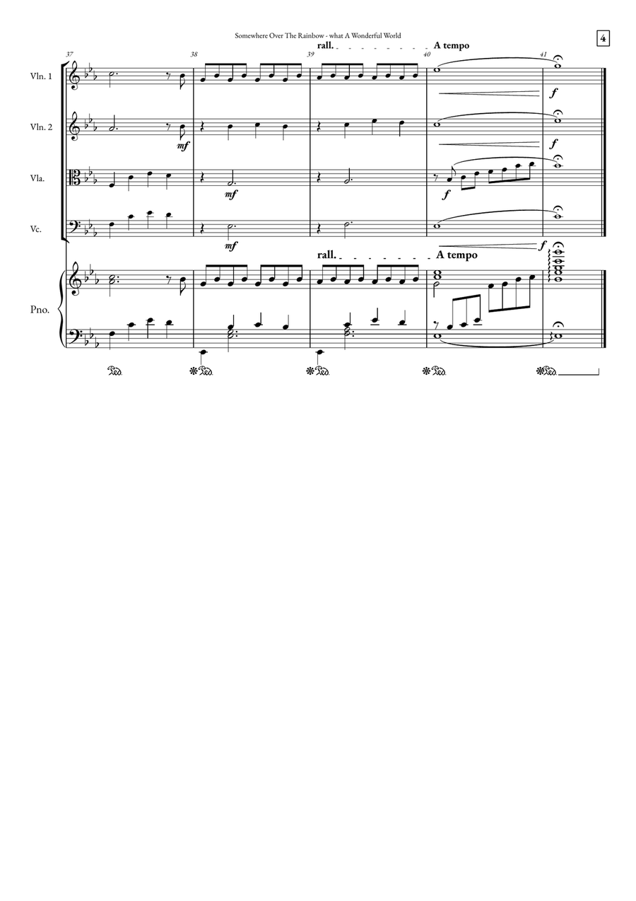 Somewhere Over The Rainbow/what A Wonderful World String Quartet scores gallery preview page 4