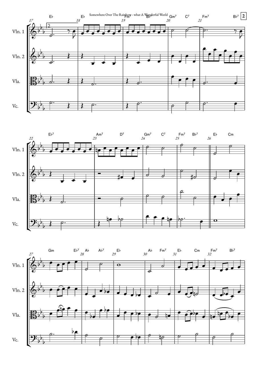 Somewhere Over The Rainbow/what A Wonderful World String Quartet scores gallery preview page 2