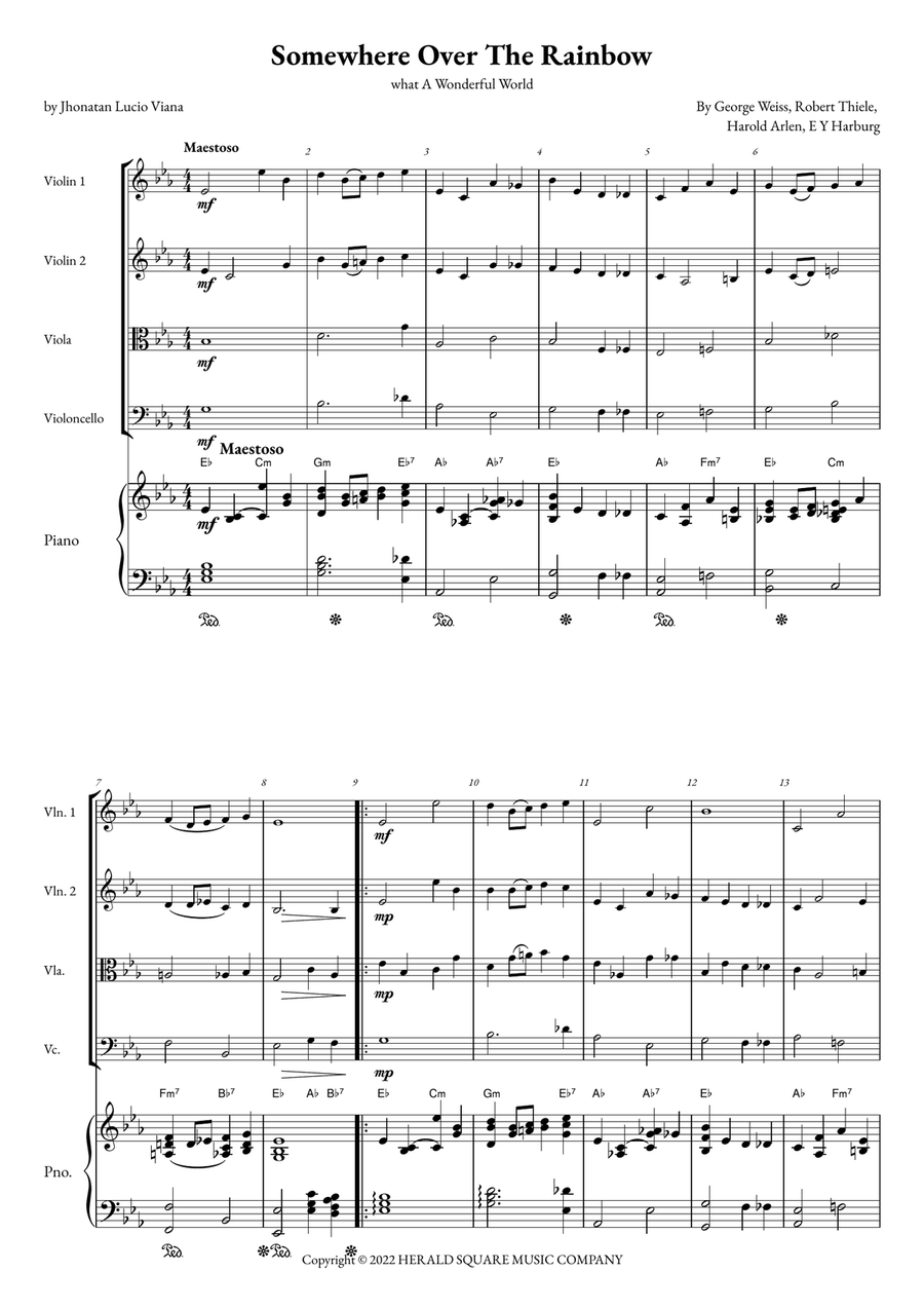 Somewhere Over The Rainbow/what A Wonderful World String Quartet scores gallery preview page 1