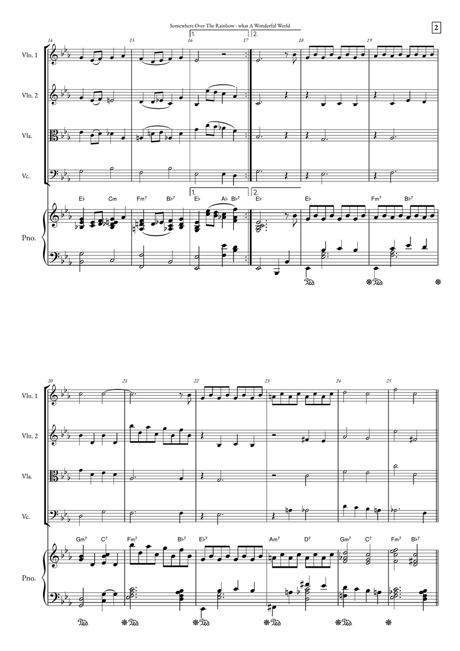 Somewhere Over The Rainbow/what A Wonderful World String Quartet scores gallery preview page 2