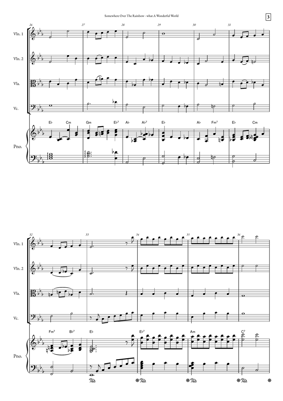 Somewhere Over The Rainbow/what A Wonderful World String Quartet scores gallery preview page 3