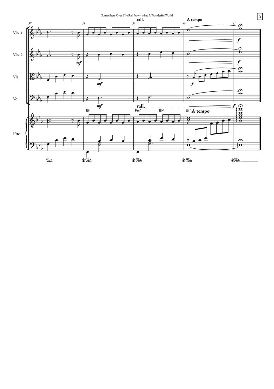 Somewhere Over The Rainbow/what A Wonderful World String Quartet scores gallery preview page 4