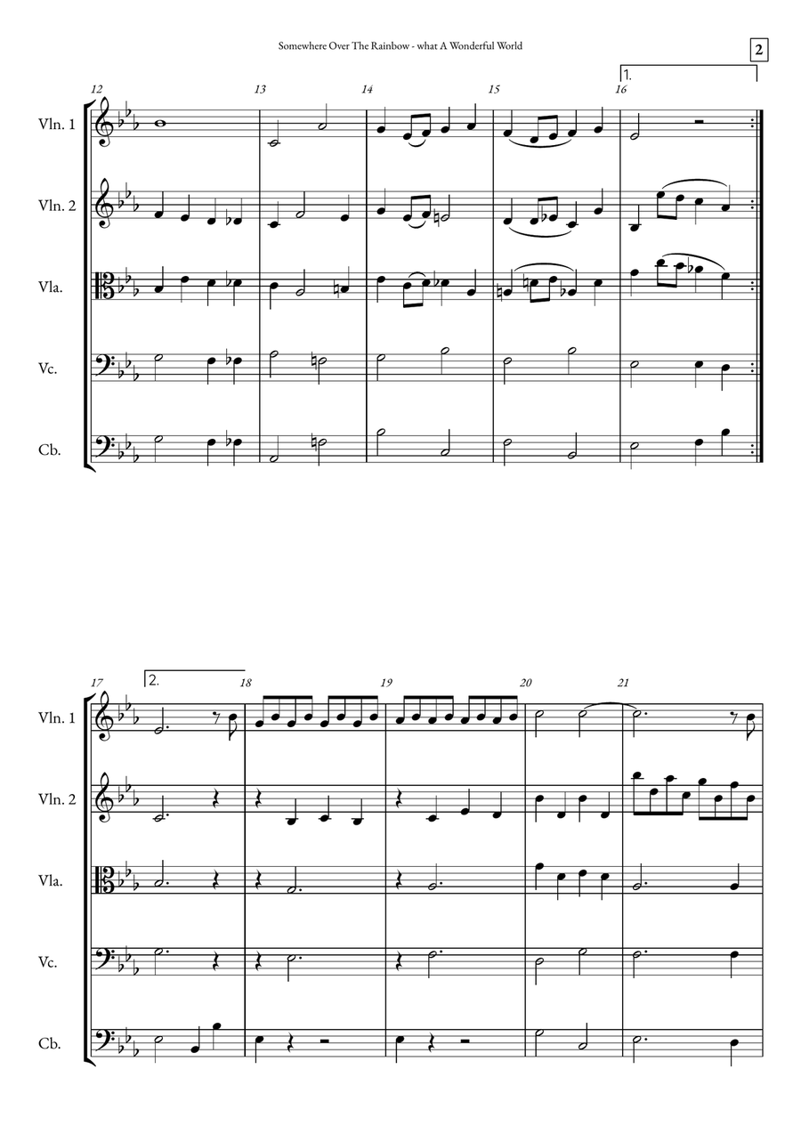 Somewhere Over The Rainbow/what A Wonderful World String Orchestra scores gallery preview page 2