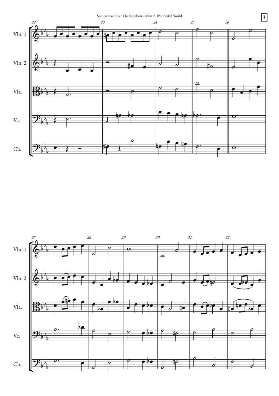 Somewhere Over The Rainbow/what A Wonderful World String Orchestra scores gallery preview page 3