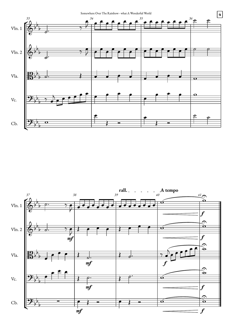 Somewhere Over The Rainbow/what A Wonderful World String Orchestra scores gallery preview page 4