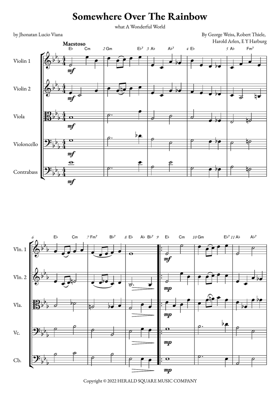 Somewhere Over The Rainbow/what A Wonderful World String Orchestra scores gallery preview page 1