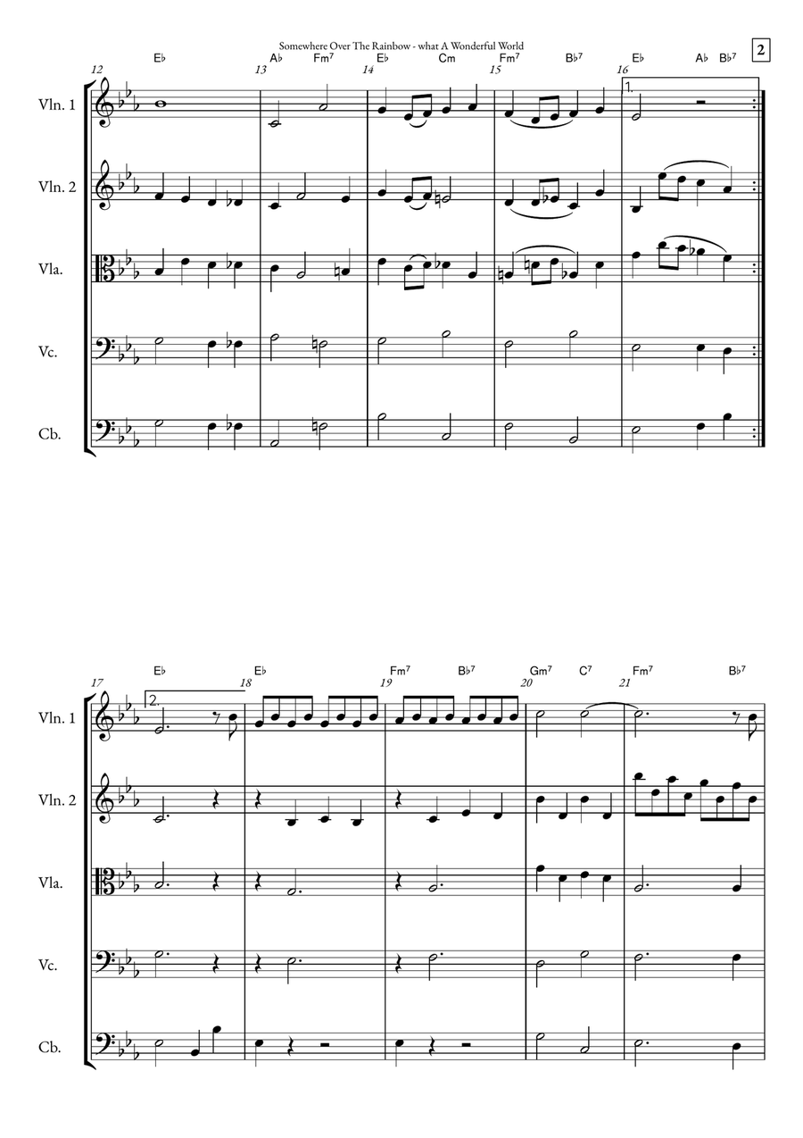 Somewhere Over The Rainbow/what A Wonderful World String Orchestra scores gallery preview page 2