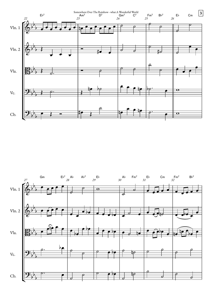 Somewhere Over The Rainbow/what A Wonderful World String Orchestra scores gallery preview page 3