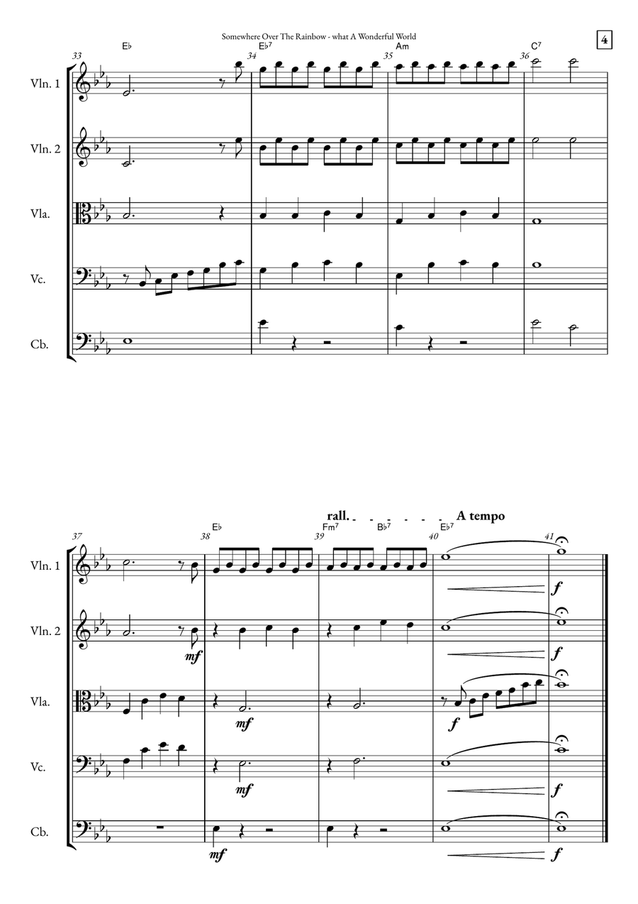 Somewhere Over The Rainbow/what A Wonderful World String Orchestra scores gallery preview page 4